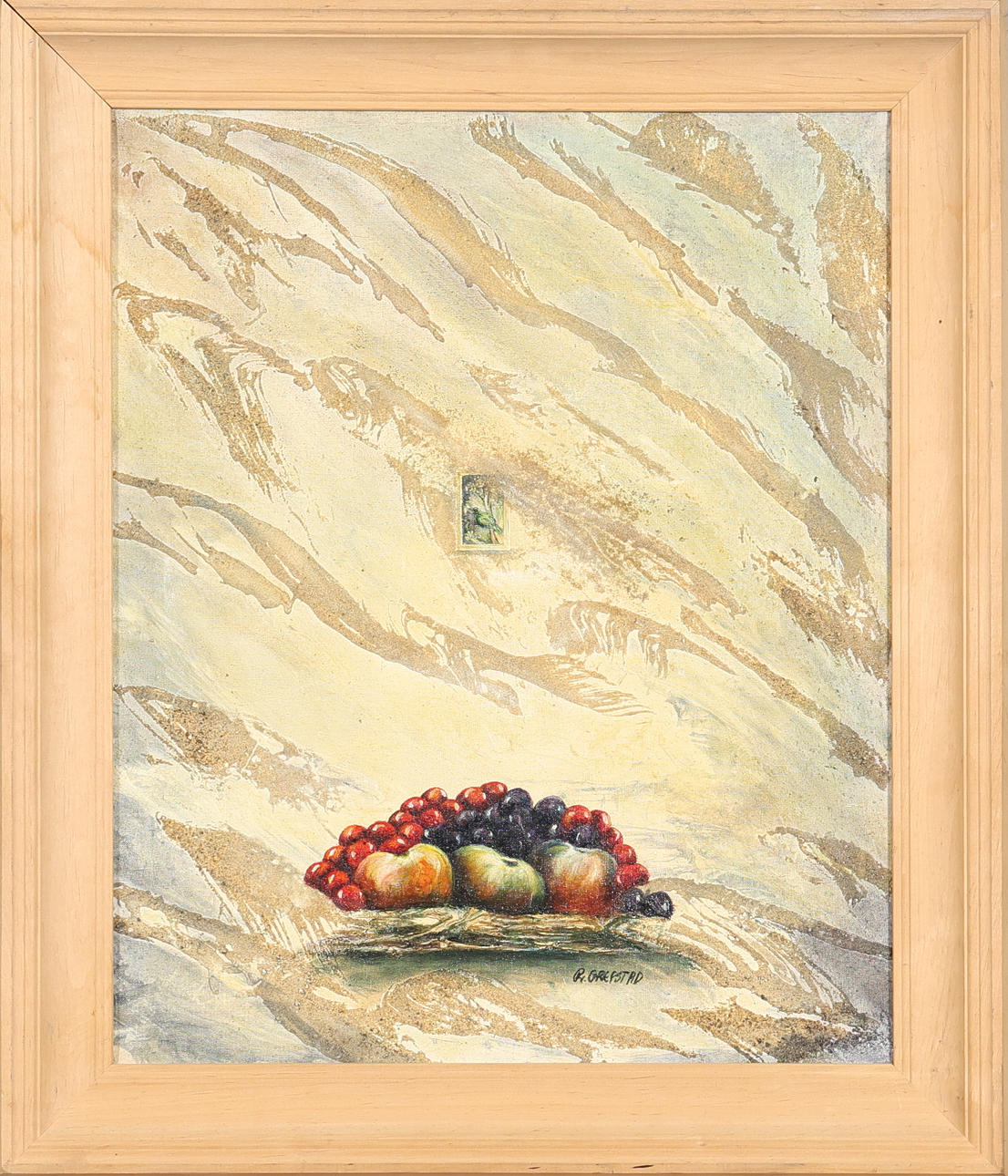 RENATA GREFSTAD. MIXED MEDIA ON CANVAS, “Capri” signed.