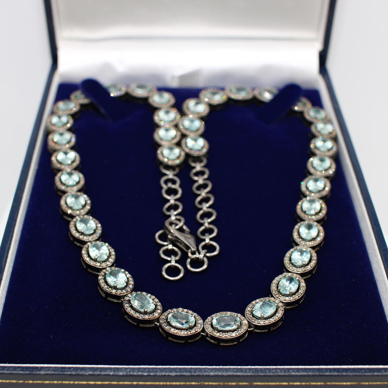 MINT GREEN KYANITE & DIAMOND NECKLACE.