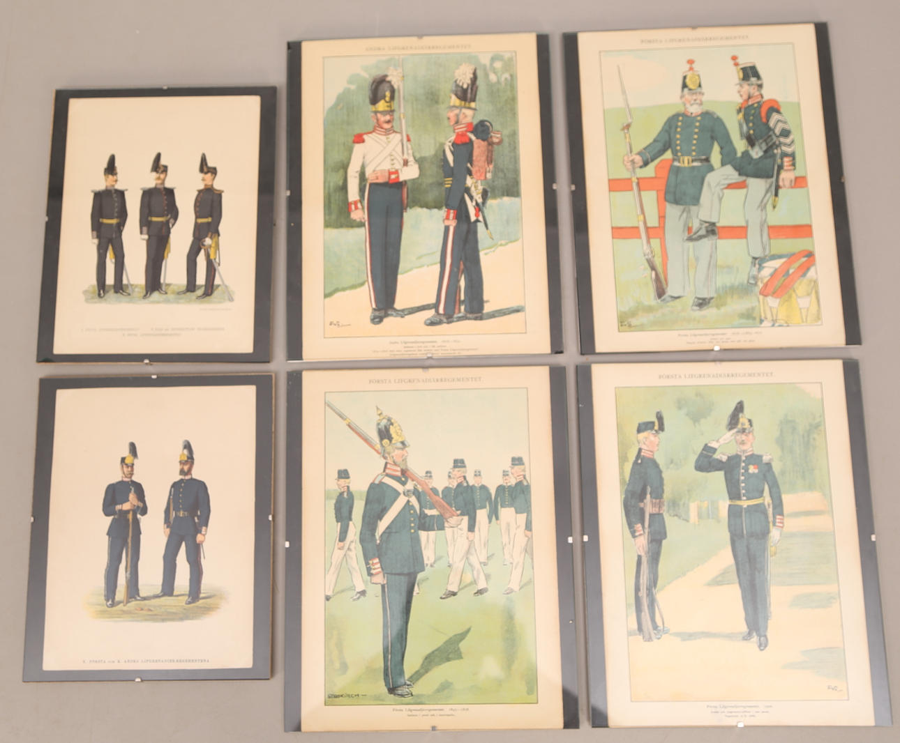 EINAR VON STROKIRCH. EFTER. SOLDATTAVLOR, 6 st, tryck efter Einar von Strokirch, soldatmotiv.