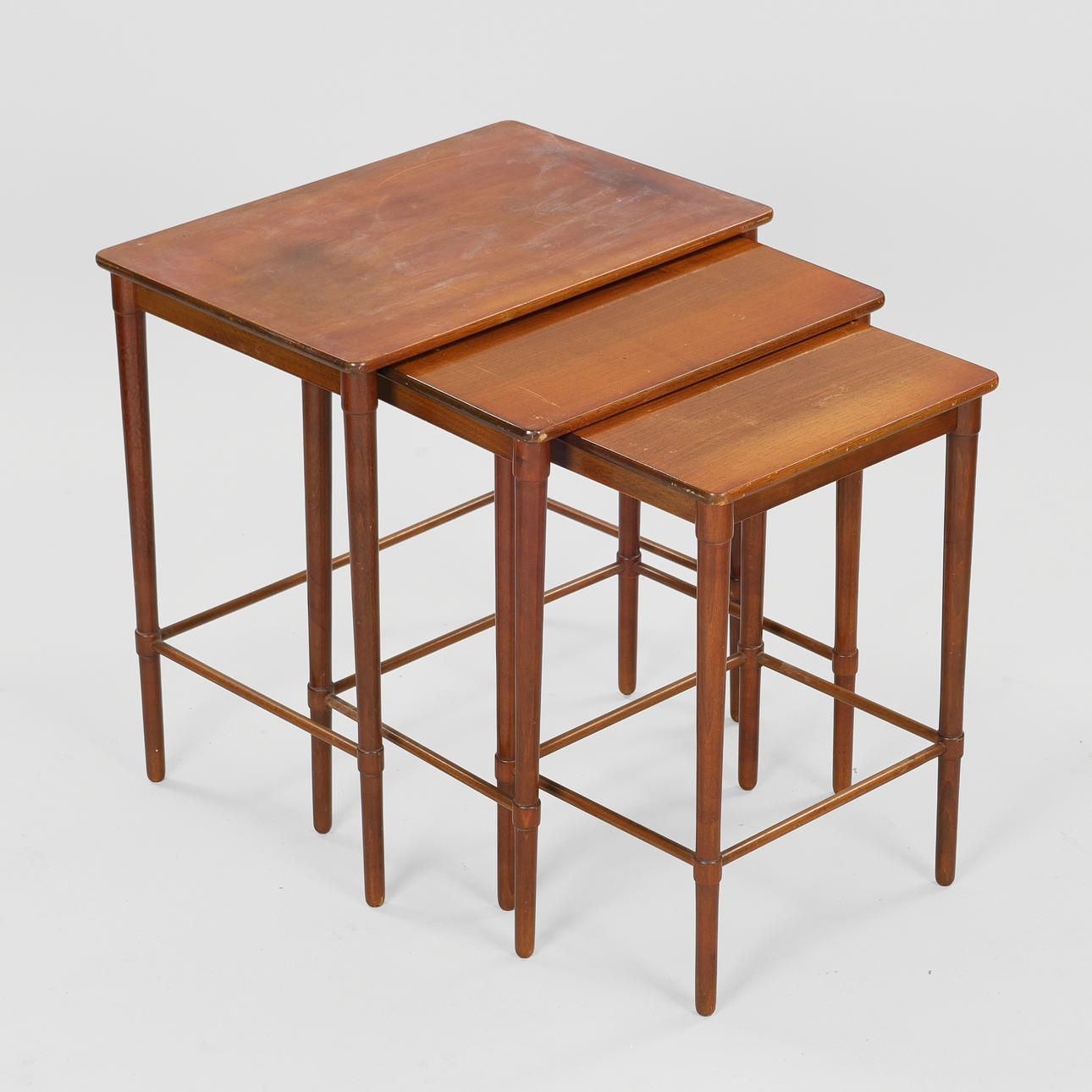 A set of beech nesting tables, Denmark, circa 1950s, (3).