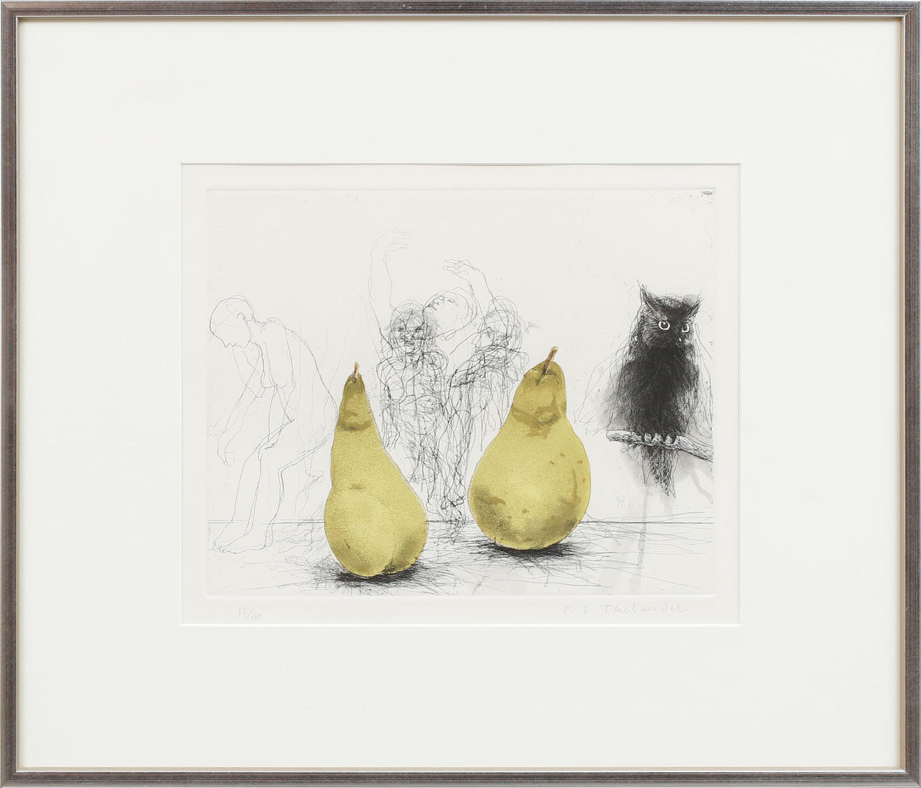 P.G THELANDER. Composition with pears. Etching, signed and numbered 82/110.