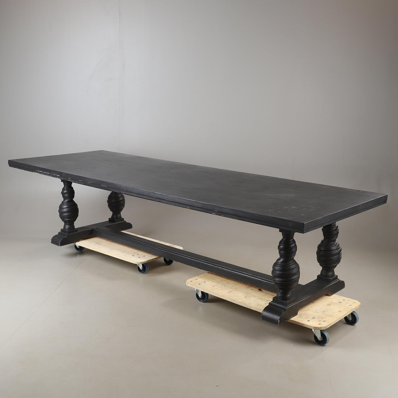 DINING TABLE, black painted, baroque style.