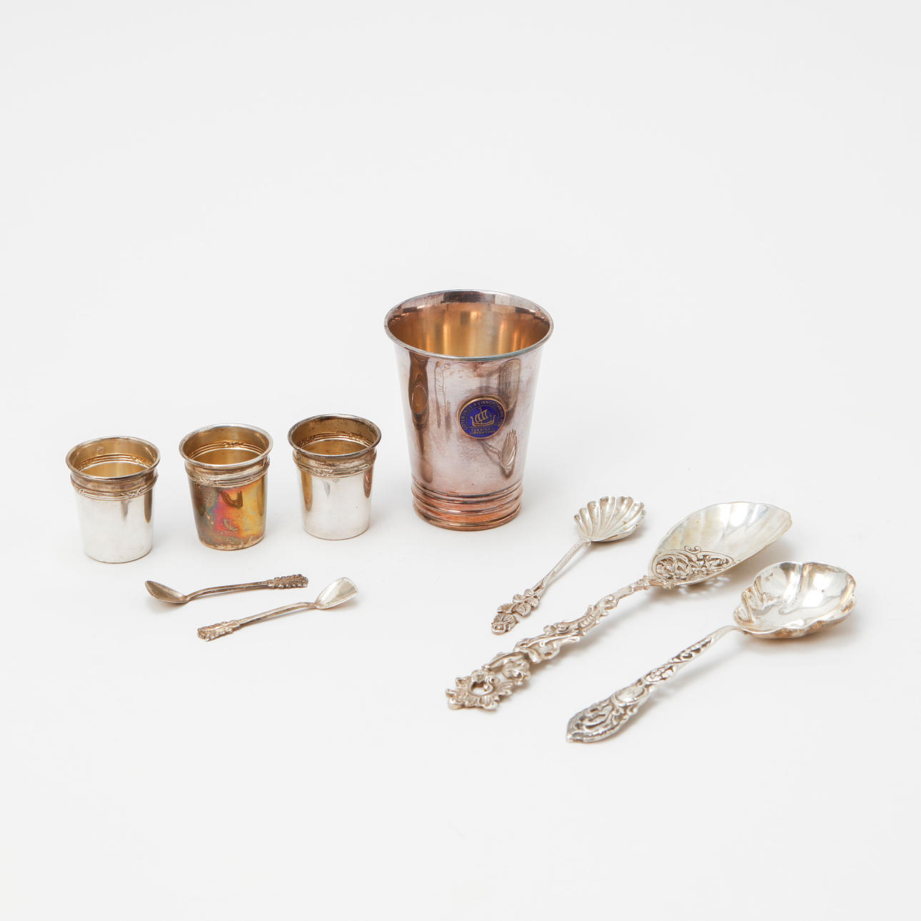 SILVER, 9 pieces, silver, weight approx. 162 grams.