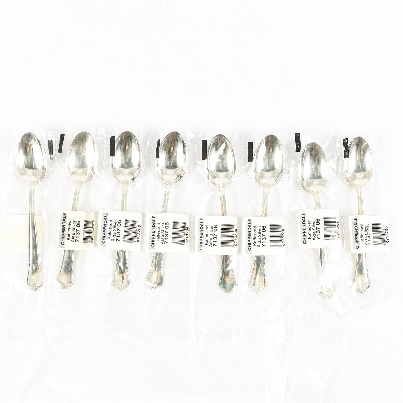 COFFEE SPOONS 8 pieces silver, Chippendale, GAB.