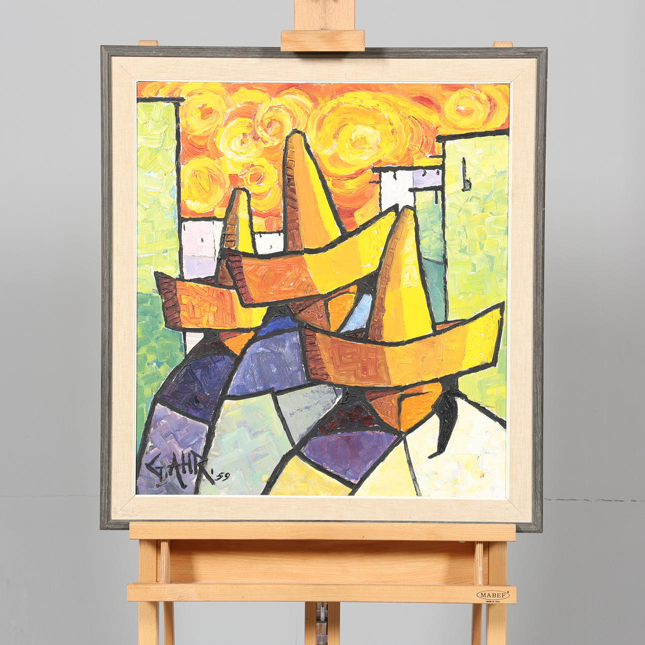 GÖSTA AHLBERG. OIL ON PANEL, signed, dated.