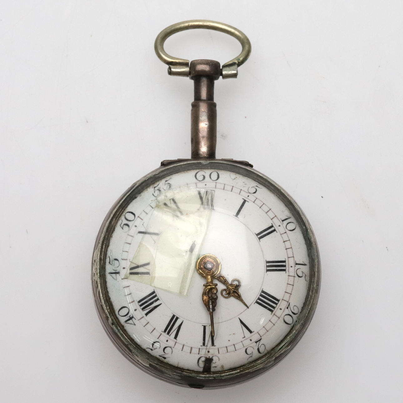 Pocket watch, spider aisle with shell, probably 18th century.