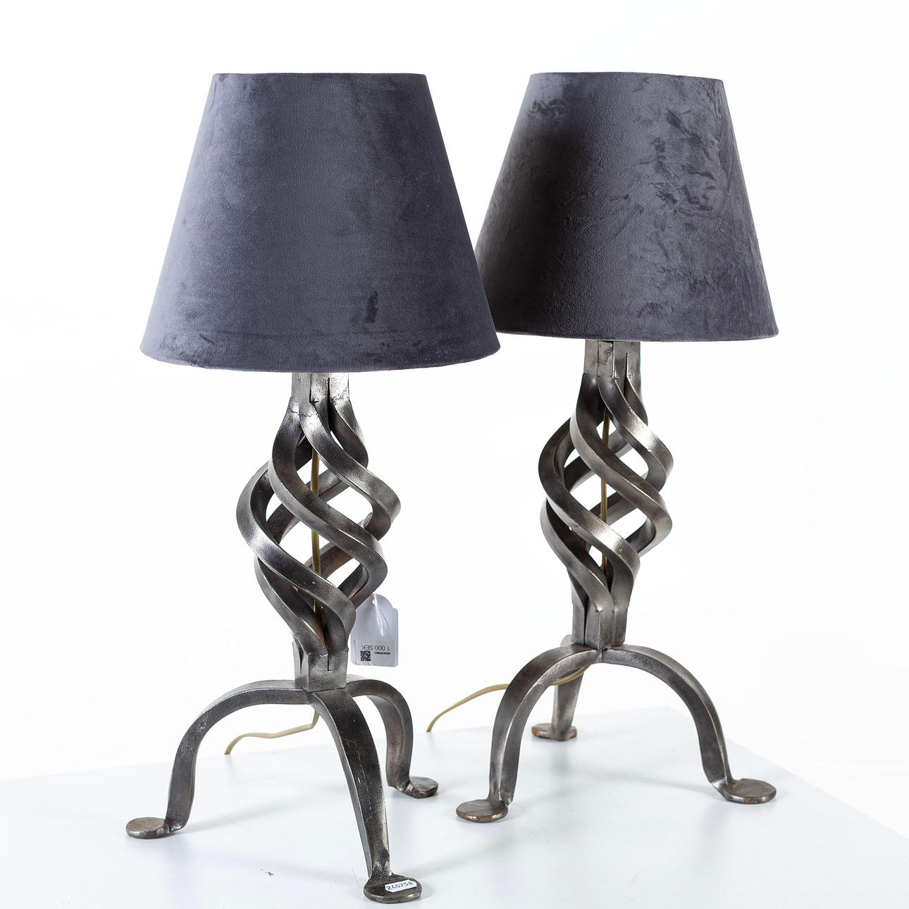 Table lamps, a pair, forging.