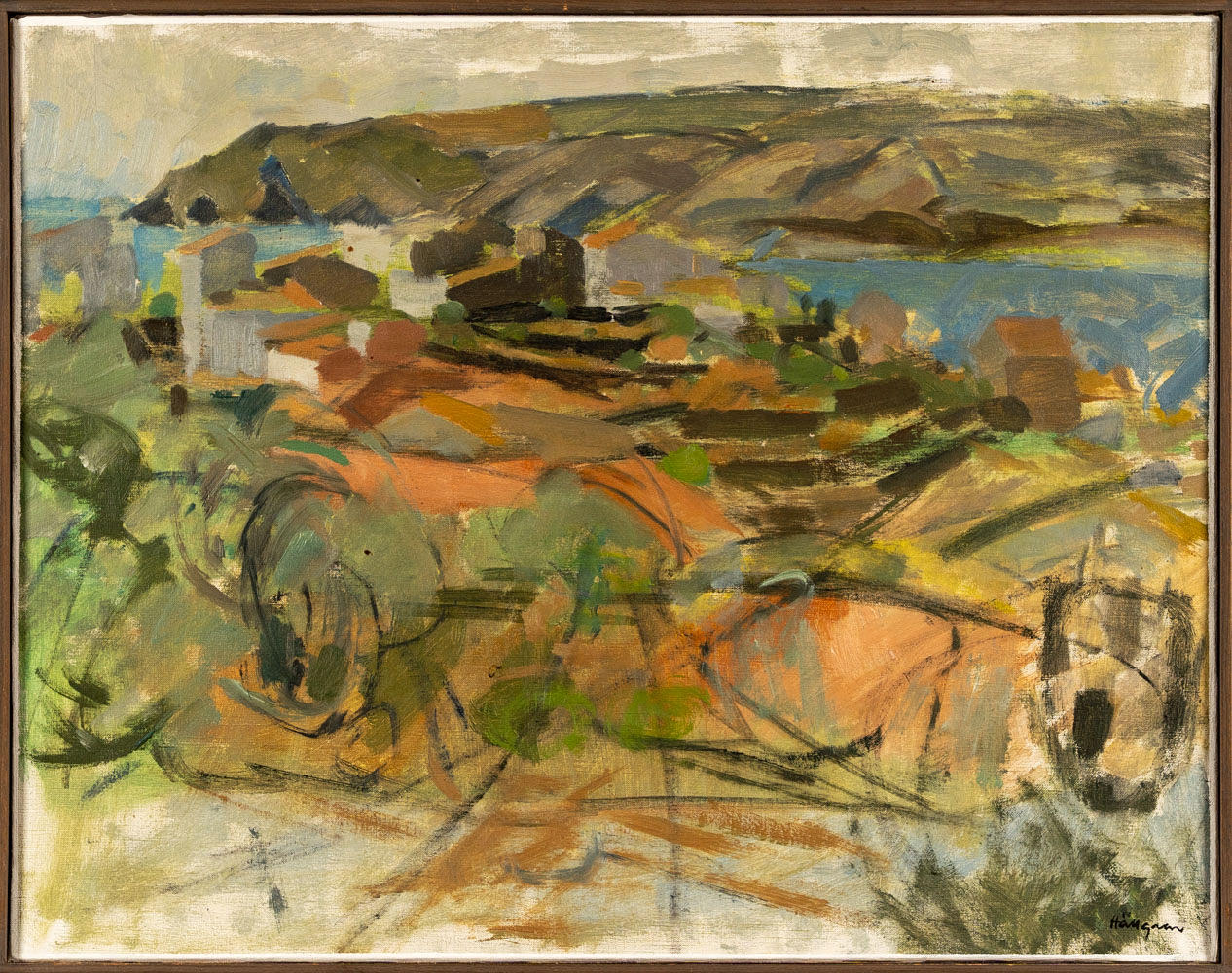 INGVAR HÄLLGREN. Oil on canvas, “Cadaquez Spain”.