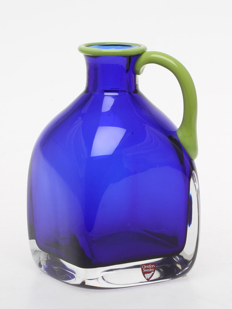 VAS MED HÄNKEL, glas, "Confetti", Erika Lagerbielke, Orrefors, formgiven 1983.