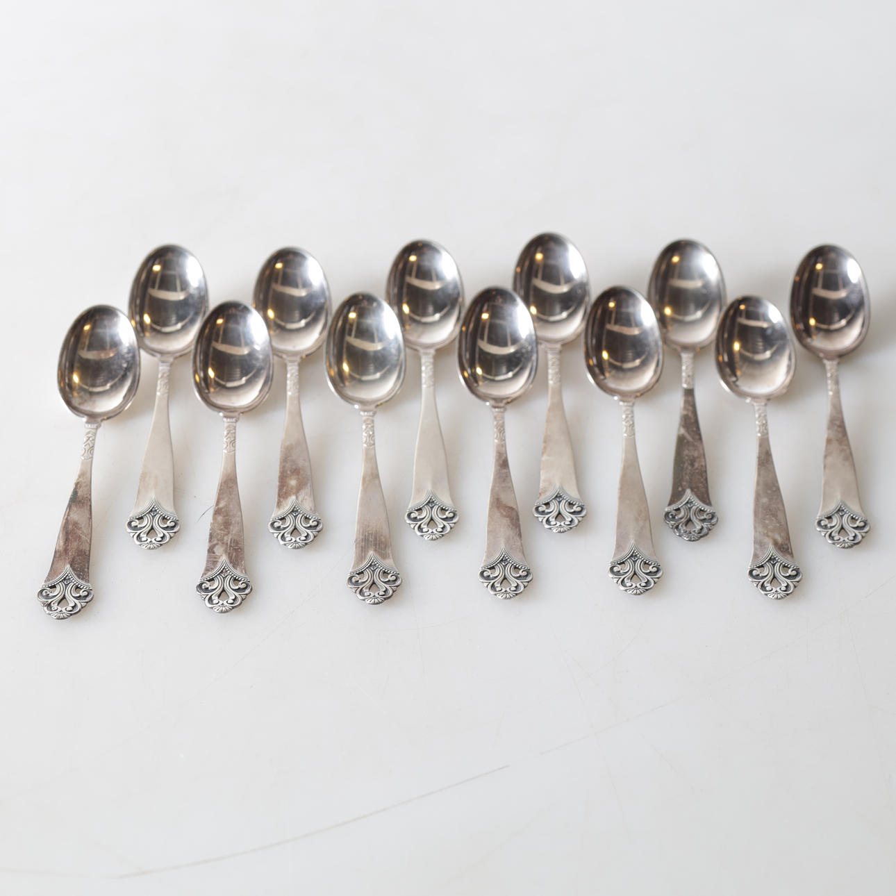 COFFEE SPOONS, 12 pcs, silver. Total weight approx. 134.4 gr.