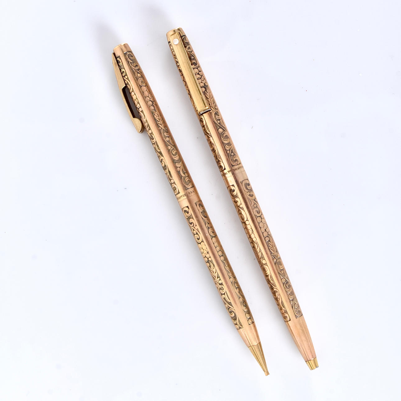 SHEAFFER. kulspets- och blyertspennor, förgylld metall.