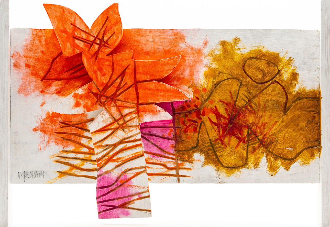 VIDE JANSSON. Composition, Sculpture/Painting, “Torplilja”, Signed.