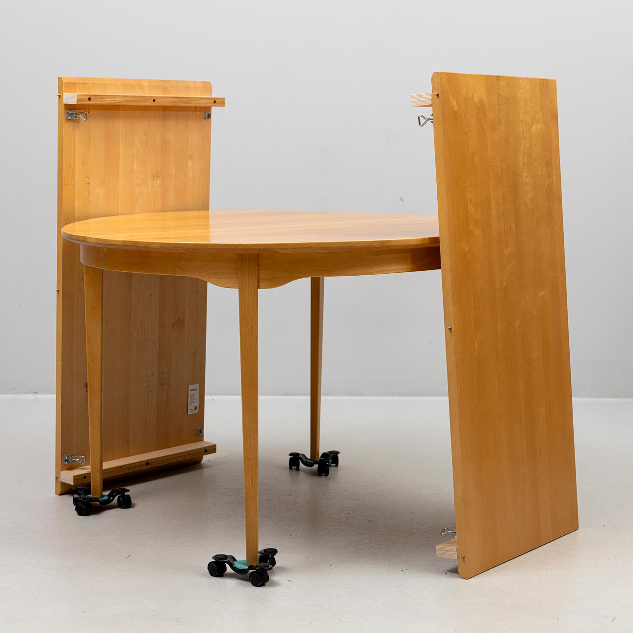 CARL MALMSTEN. Dining table, “Talavid”, birch, 2 inserts, tray marked, 50th anniversary, 2006.