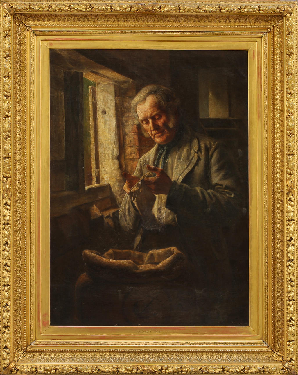 EDWARD R TAYLOR. Herre, olja på duk, signerad, 1800-tal.