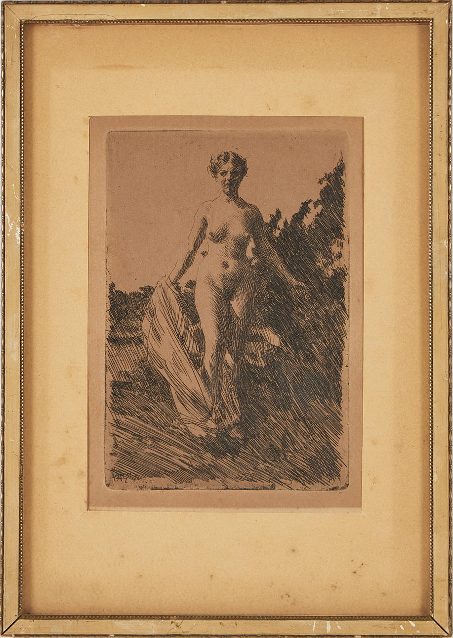 ANDERS ZORN. “Summer”, etching, unsigned, from Ord och Bild.