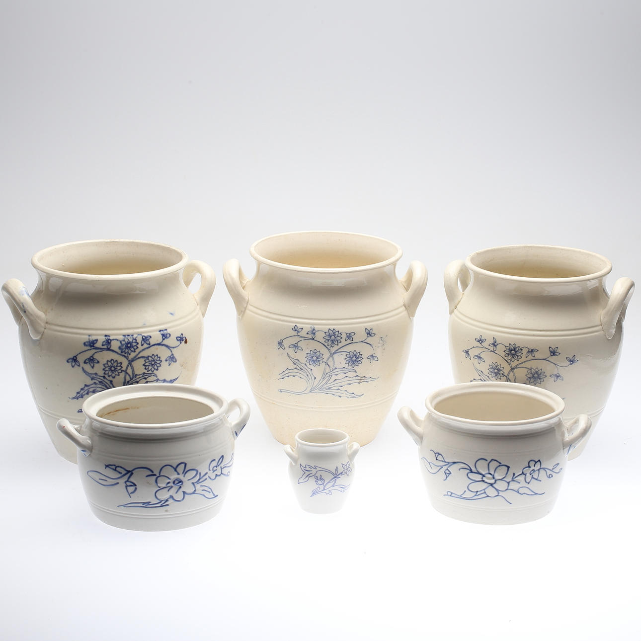 KRUS, 6 st, blåvita, bl a Gustavsberg, 1900-tal.