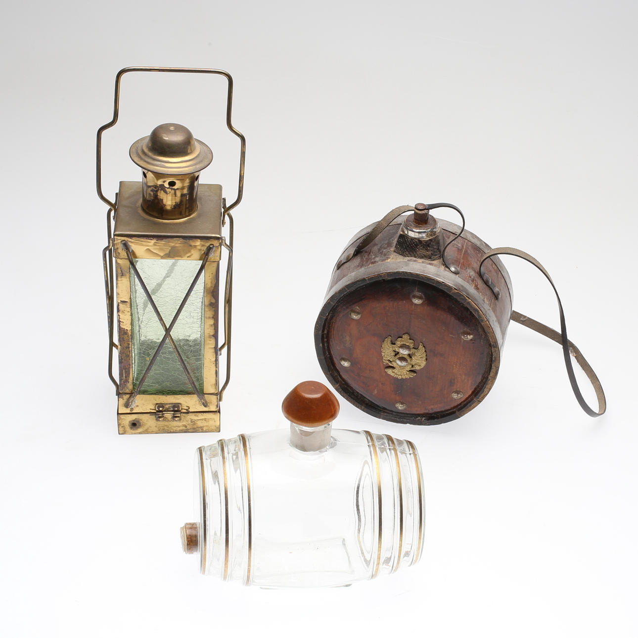 PLUNTOR, 3 st, glas, mässing och trä, 1900-tal.