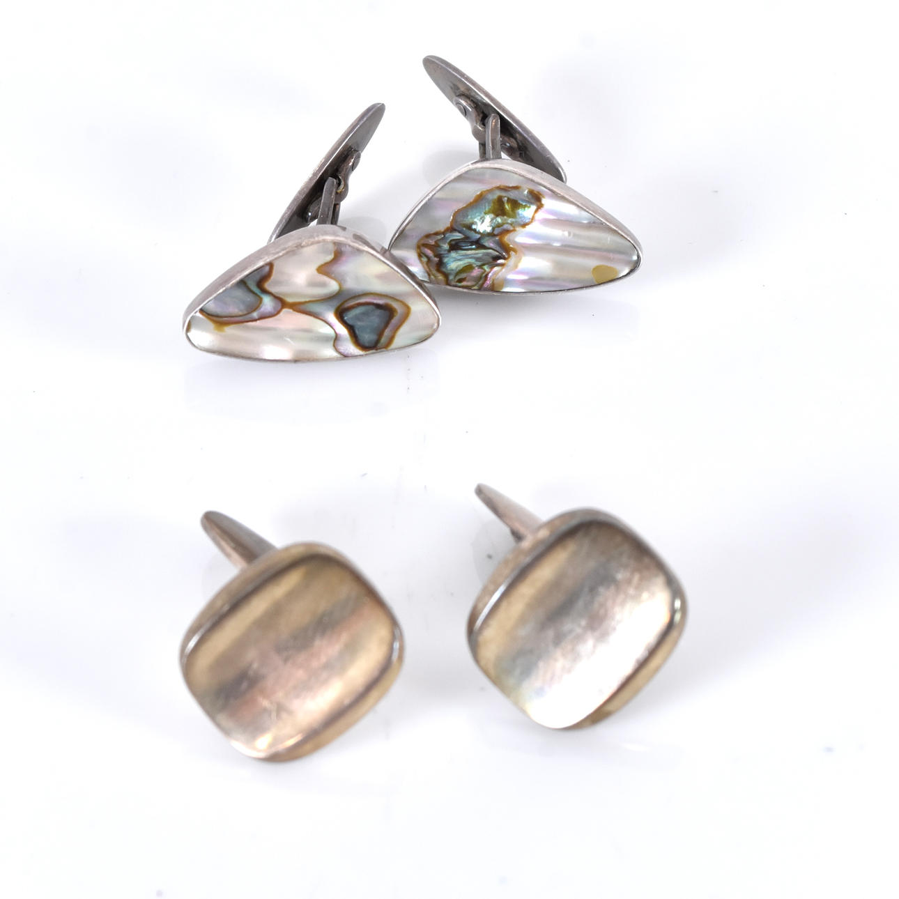 CUFFLINKS, 2 pairs, silver, Denmark, mid 20th century.
