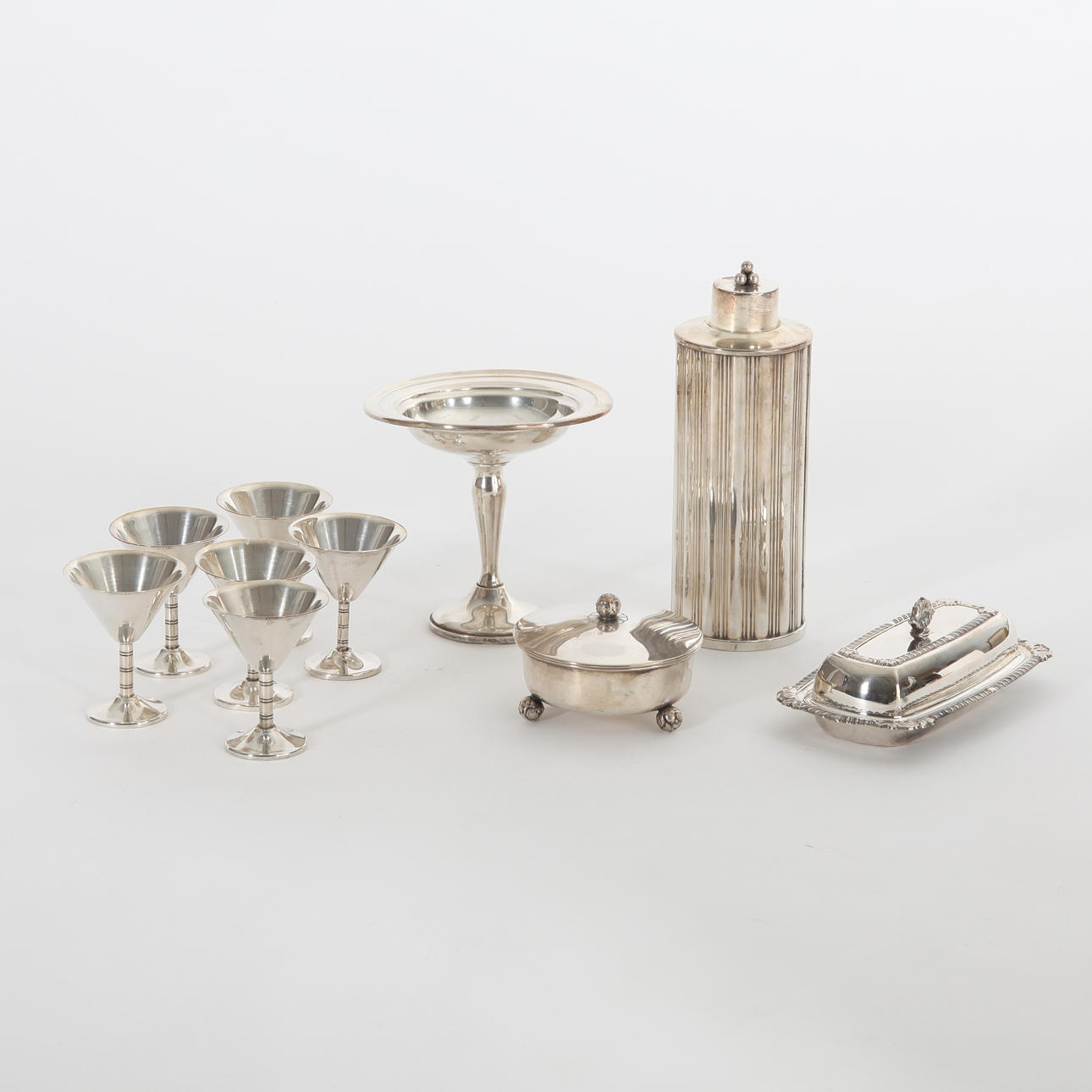NICKEL SILVER OBJECTS, 10 pieces, 20th century.