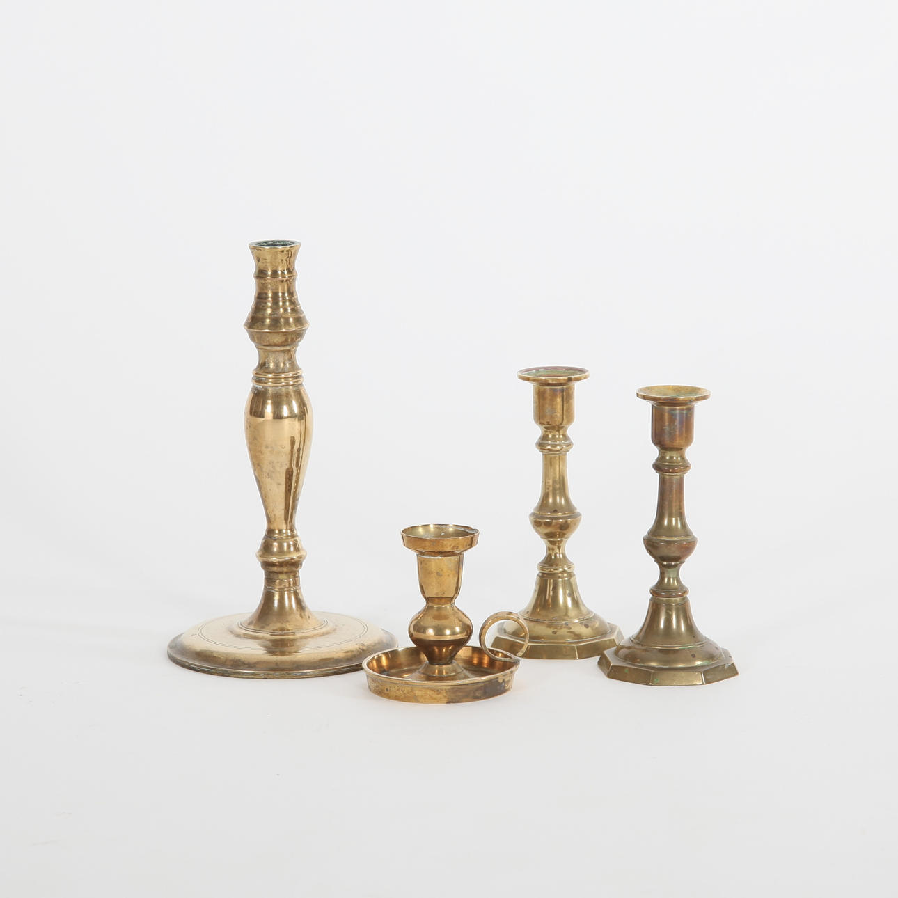CANDLESTICKS, 4 pcs, brass, Sweden 20th century.