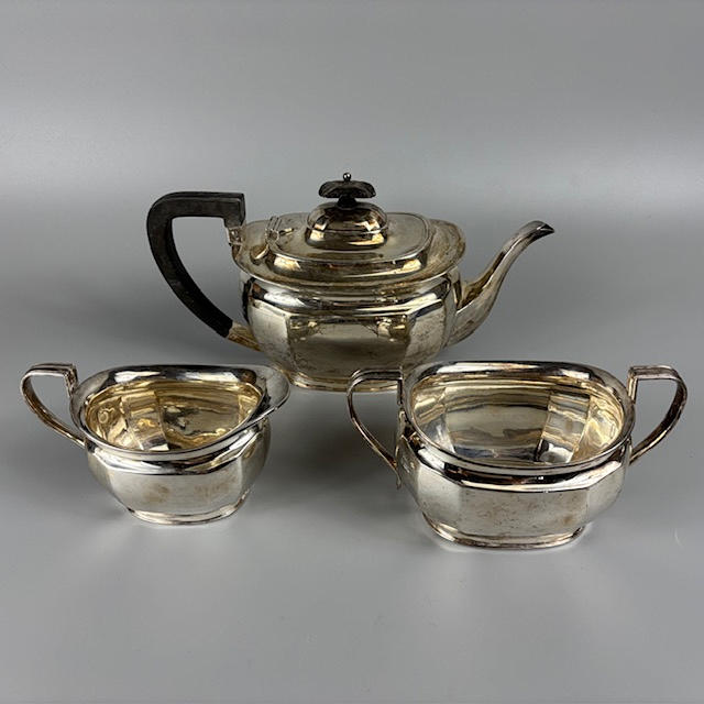 ENGLISH HALLMARKED SILVER TEA SET.
