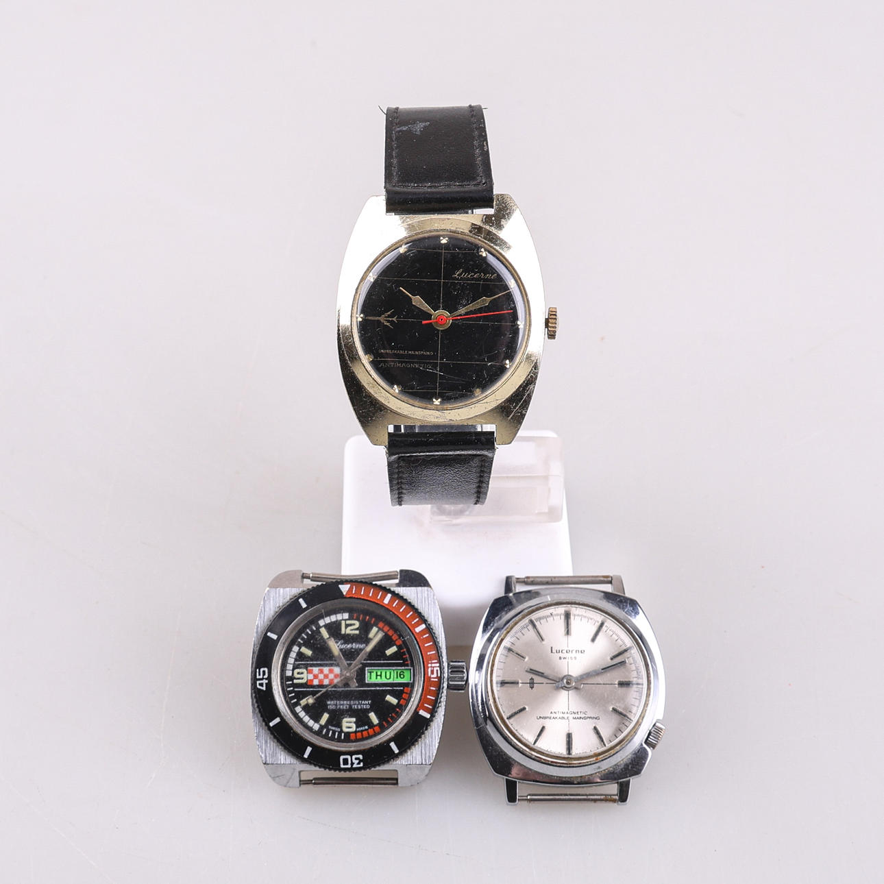 WRISTWATCHES, 3pcs, Lucerne, various designs.