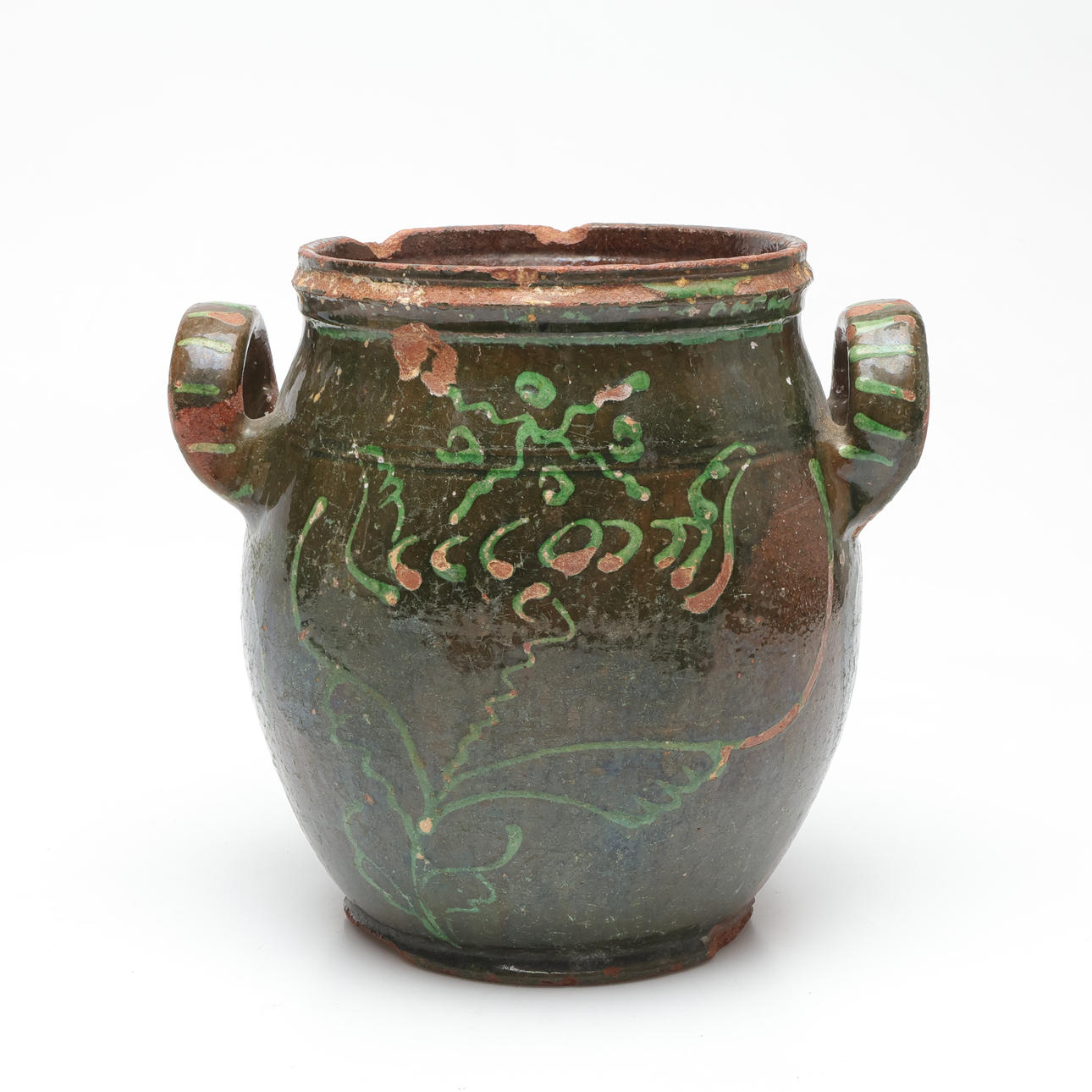 A painted earthenware pot, 19th century.