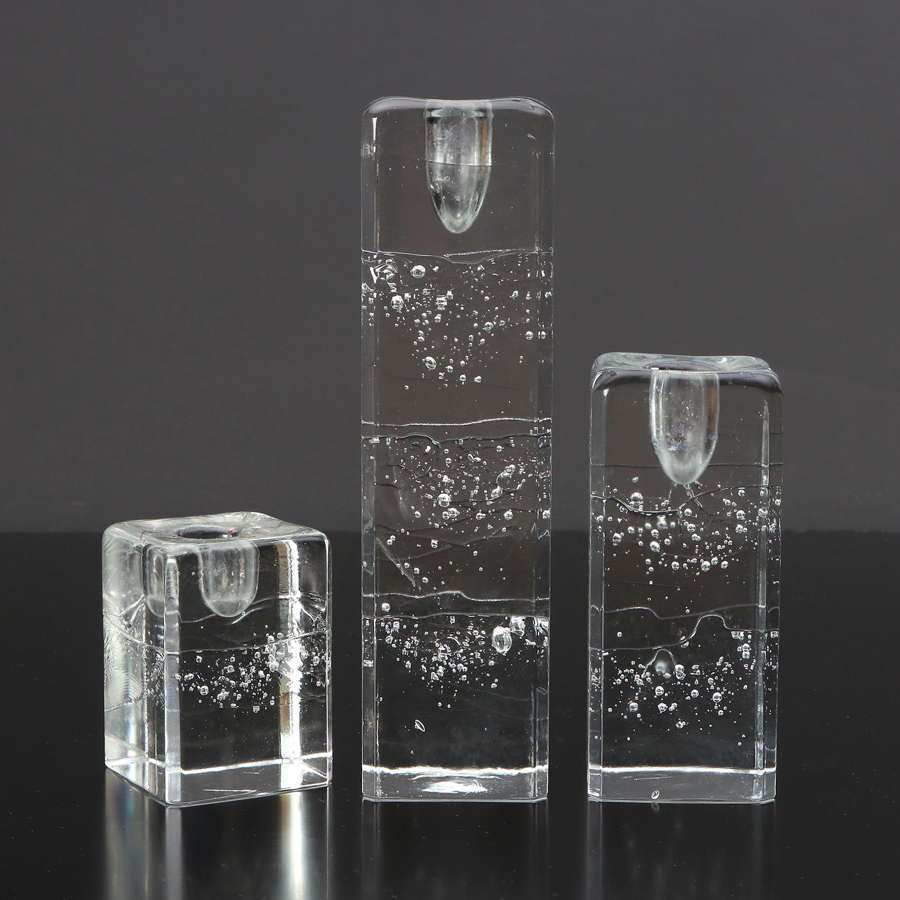 TIMO SARPANEVA. CANDLESTICKS, THREE PCS. Glass. “Archipelago”, Iittala.