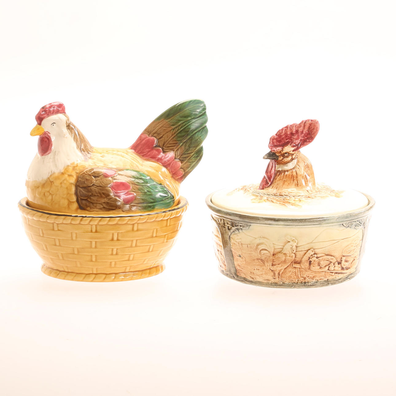EGG HENS, 2 pieces, porcelain.