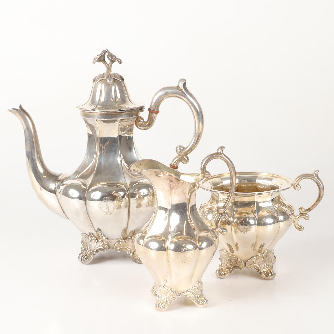 COFFEE SET, 3 pieces, nickel silver.