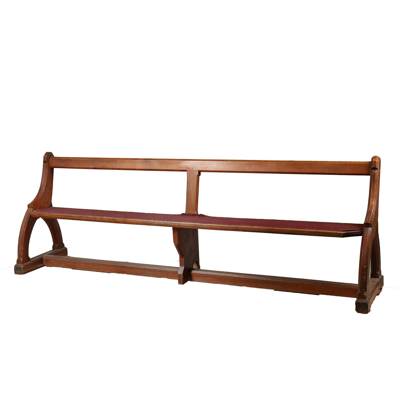 A VICTORIAN GOTHIC PINE BENCH.