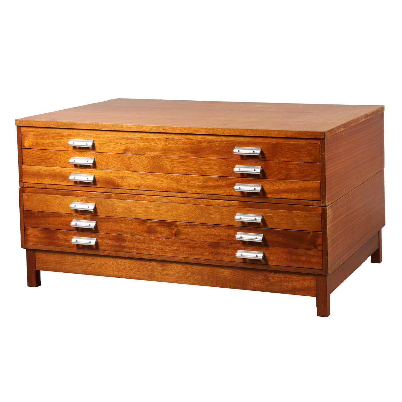 A TEAK VENEERED PLANS CHEST.