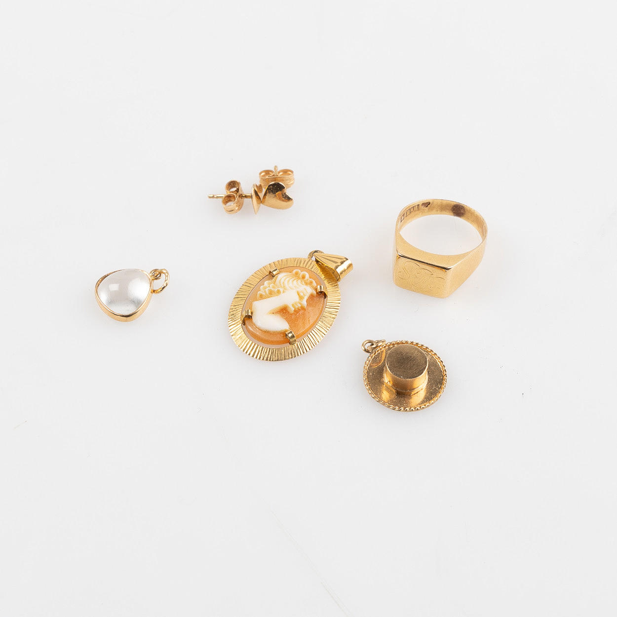 JEWELLERY, 5 pcs. 18K gold.