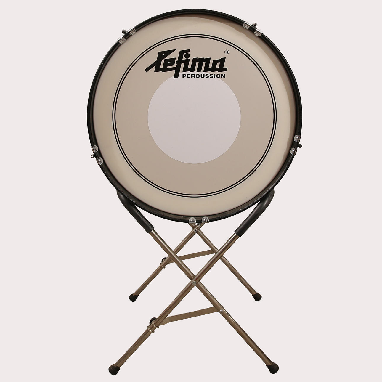 MARCHING BASS DRUM. 1900/2000s, Lefima, harness and stand.