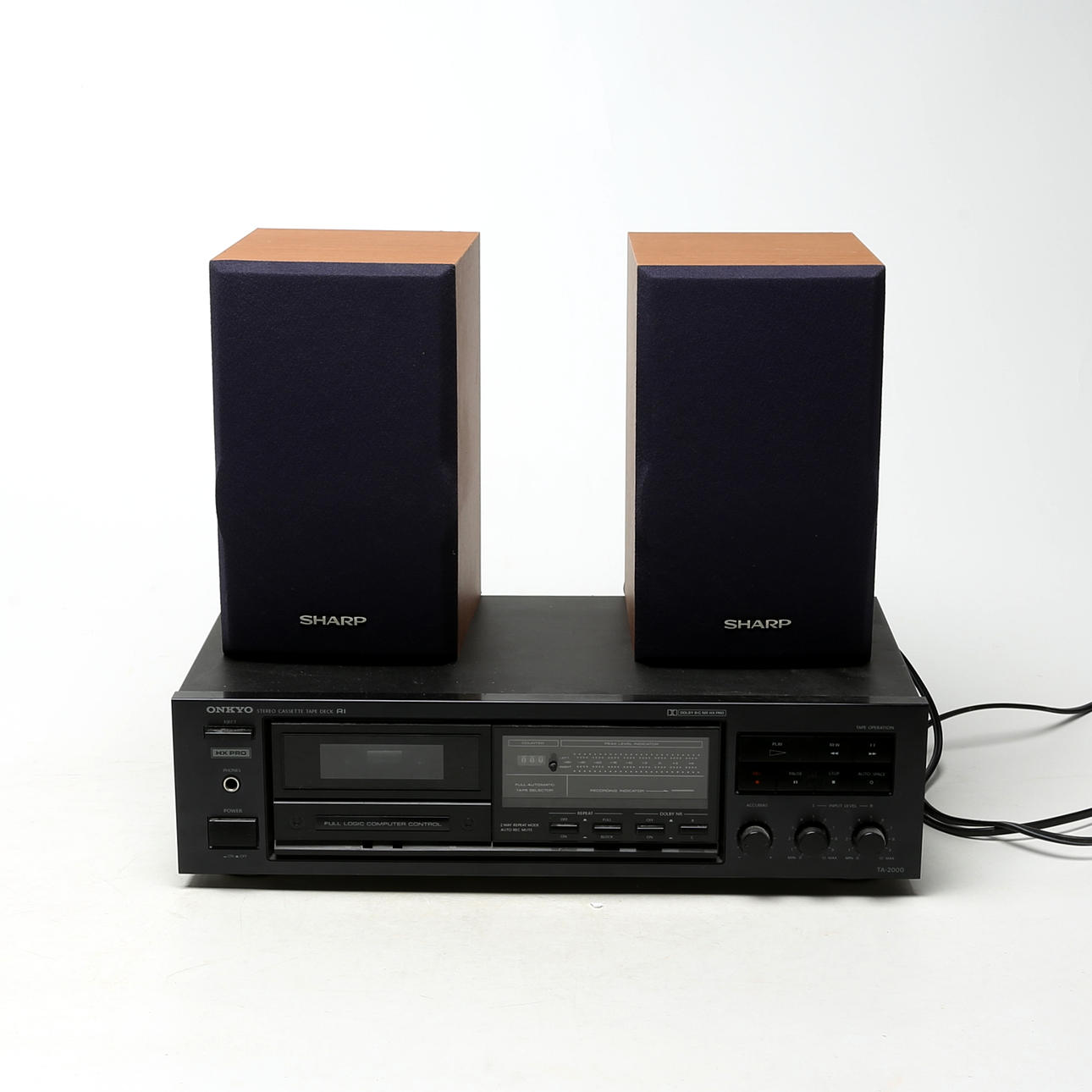 CASSETTE PLAYER Onkyo, with SPEAKER Sharp.