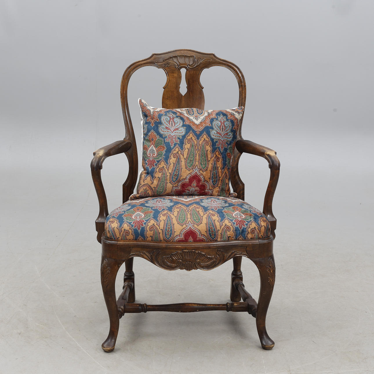 Chair, Rococo, freshly upholstered.