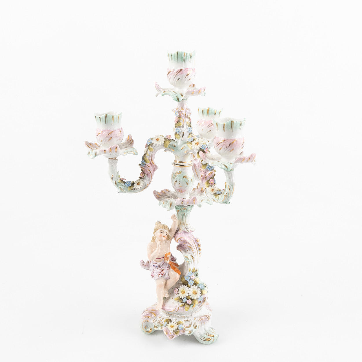 A 20th century German Rococo style candelabra.