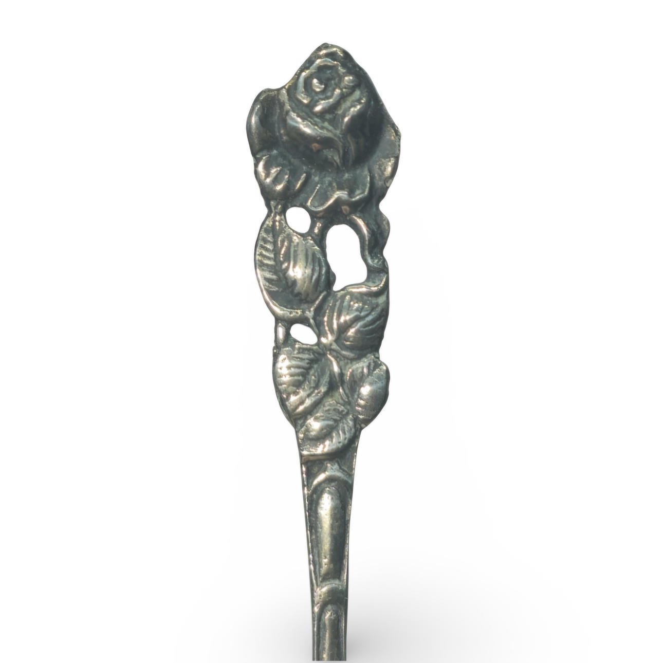 Set med sex dessertskedar i stansat silver med blommotiv. Silver ...