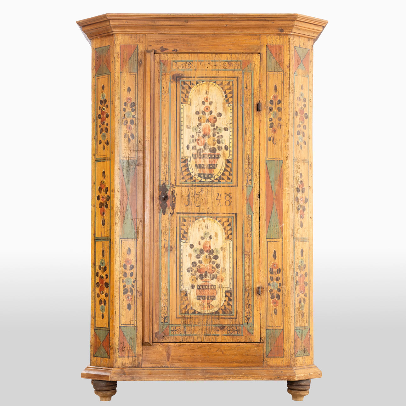 Alpine cupboard, painted polychrome, date. 1848.