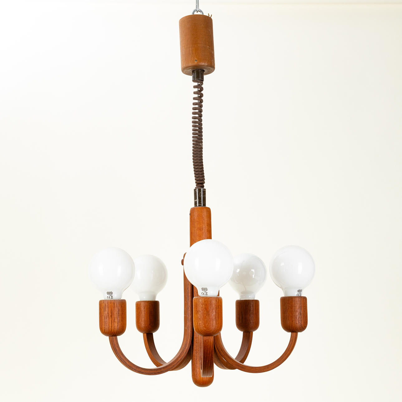 DOMUS. Teak hanging lamp, Denmark, 1960s.