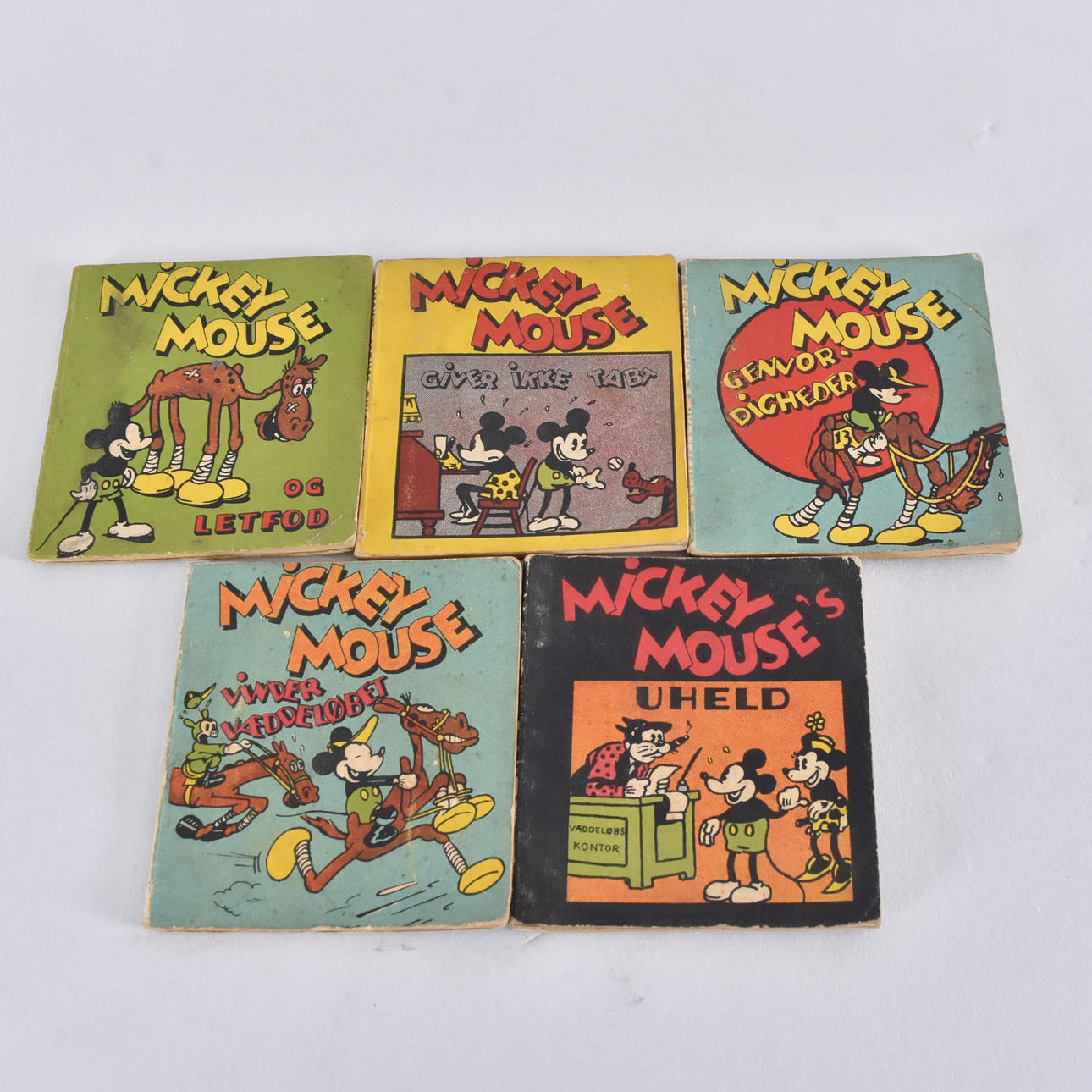 MICKEY MOUSE, comic booklets, 5 pieces, 1938, Danish text.