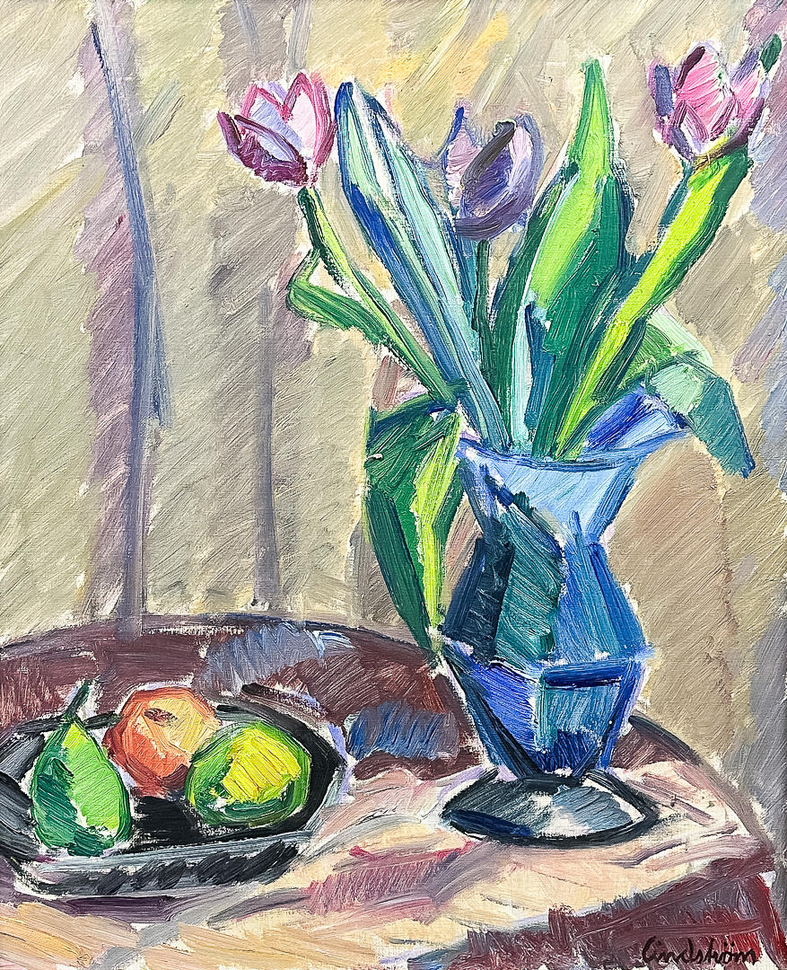 KNUT LINDSTRÖM. OIL ON CANVAS, “Tulips”, signed, dated-66.