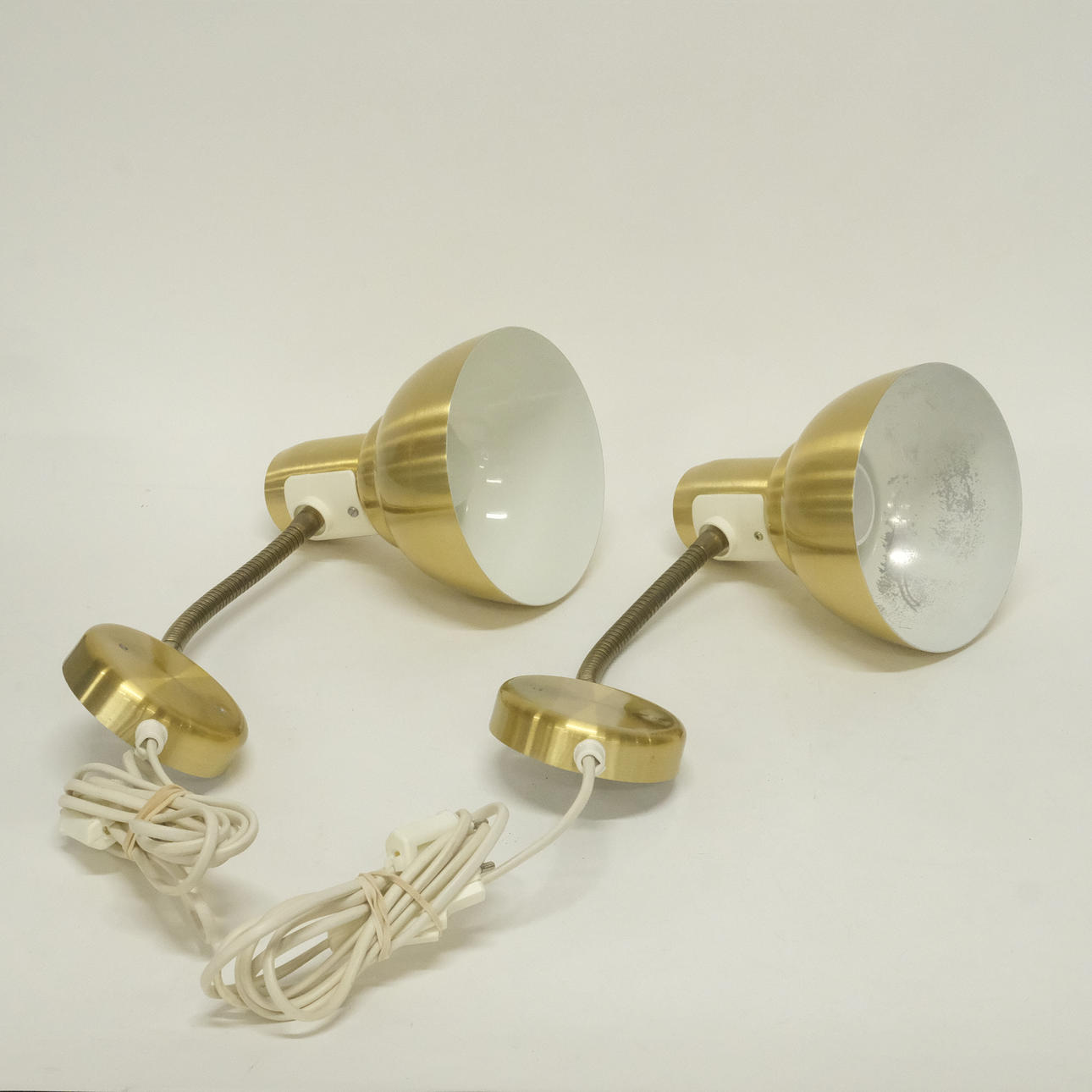 WALL LAMPS, A PAIR, BRASS.