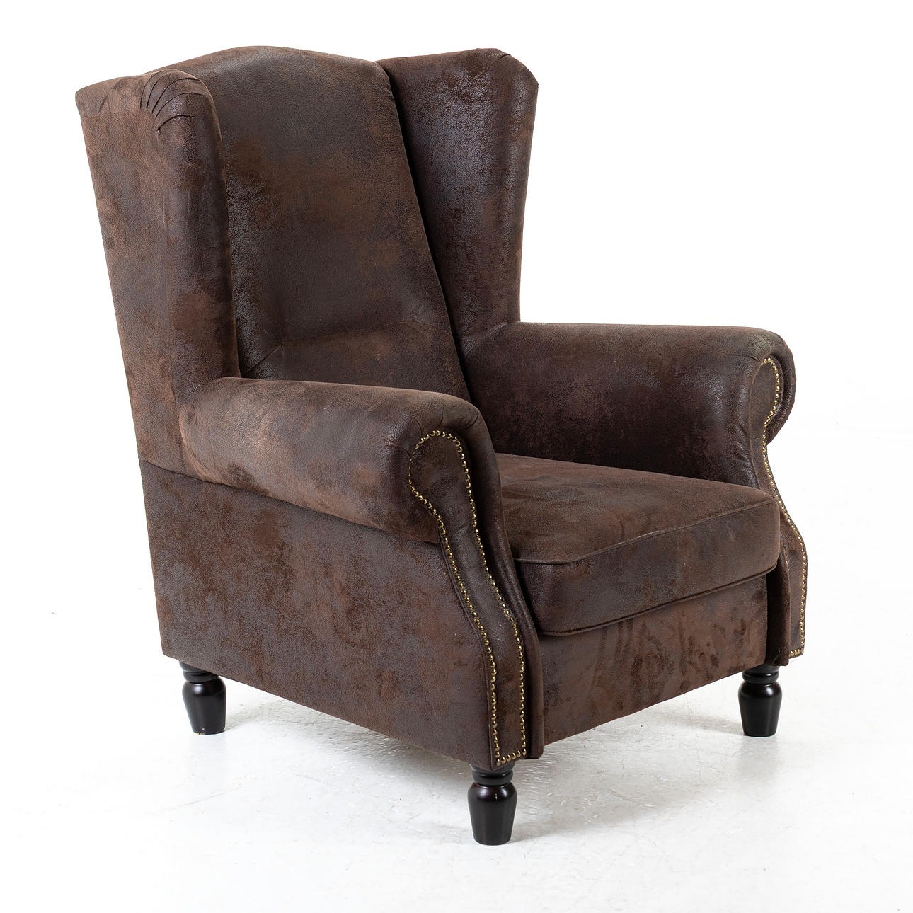 EARPATCH ARMCHAIR, Chesterfield model, Upholstered in suede.