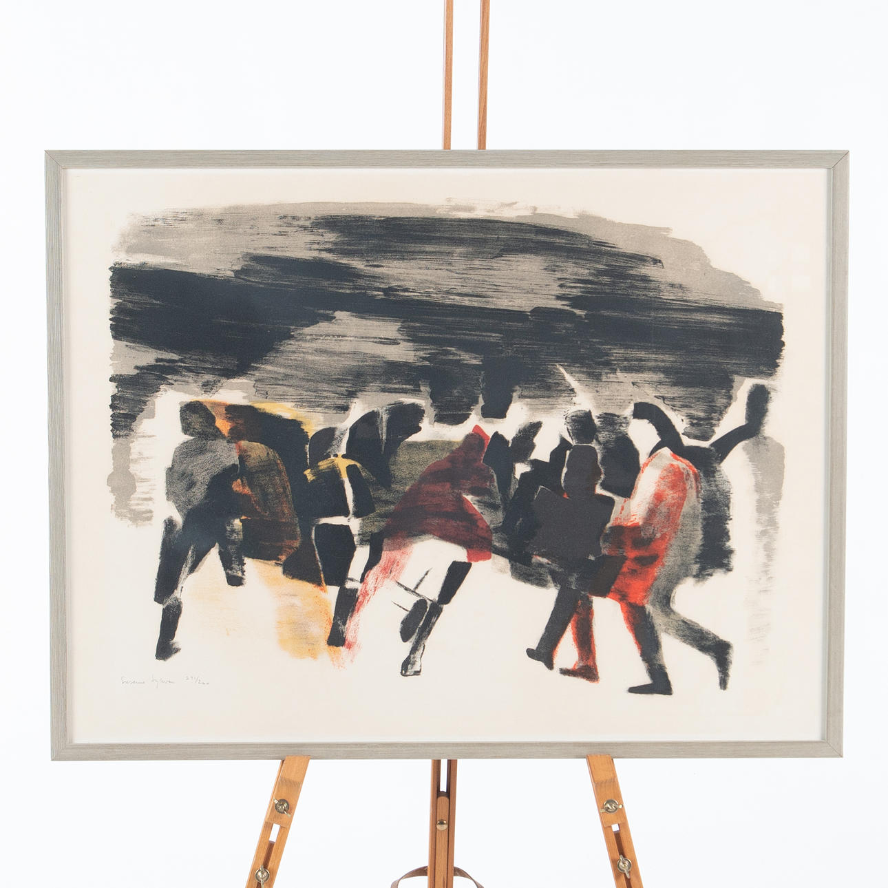 SUSANNE SYLWAN. Composition with figures, color lithograph, signed.