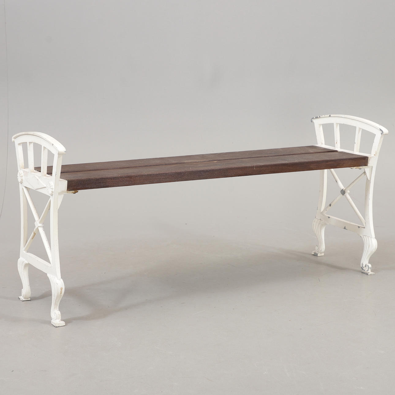 A 20th-century aluminium garden bench.