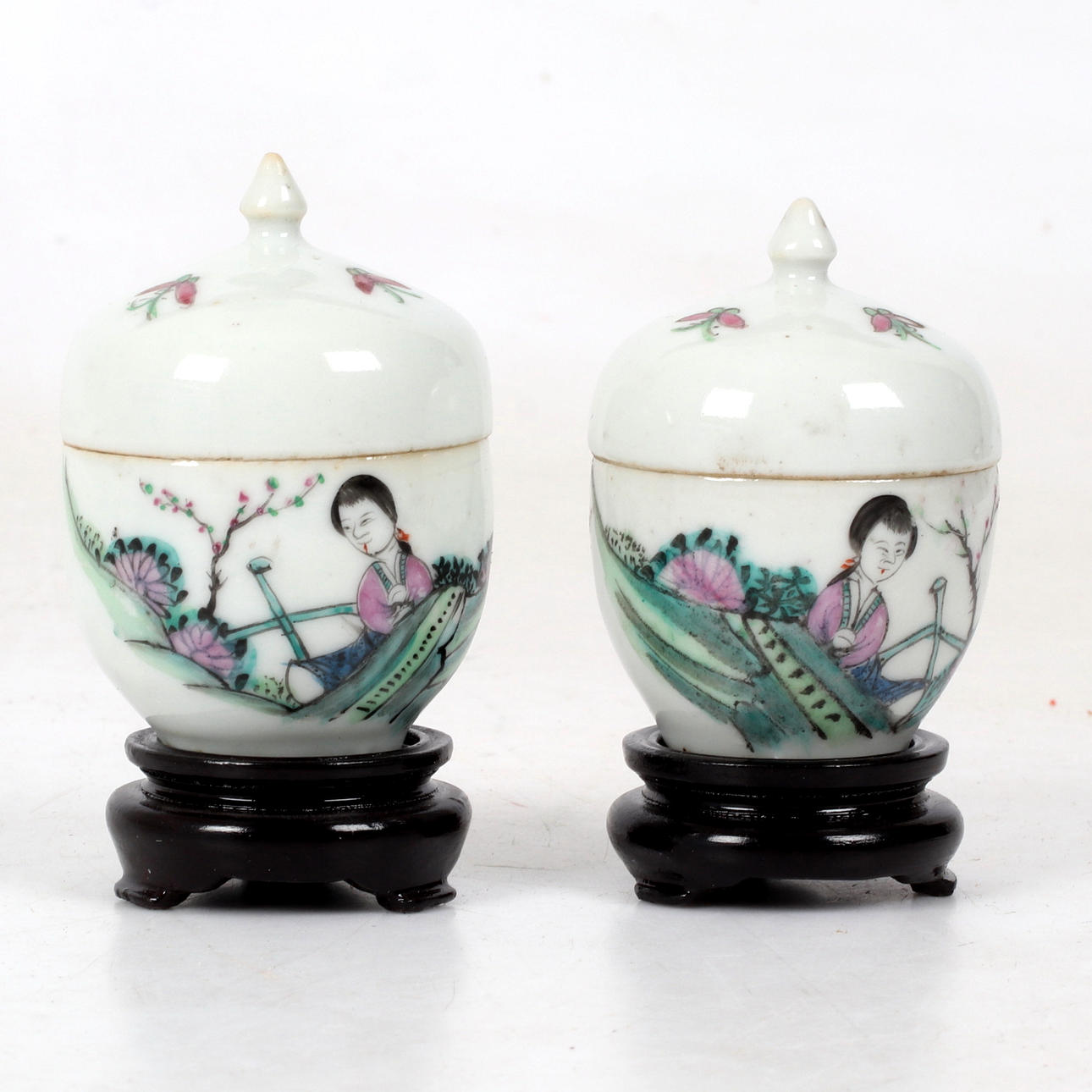 LOCKBOXES, 2 pcs, miniatures, porcelain, China.