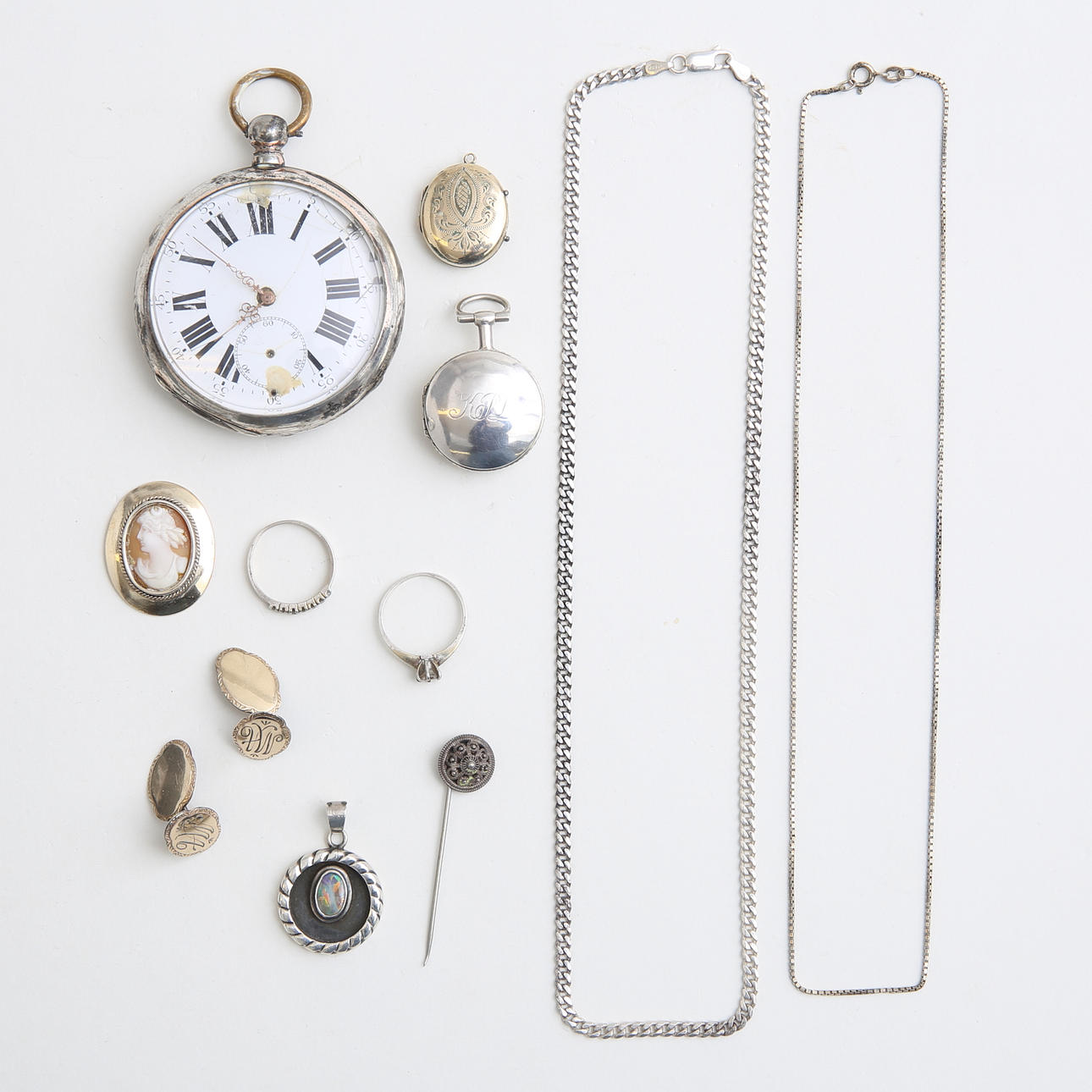 SMYCKEN 10 st, samt FICKUR, SILVER.