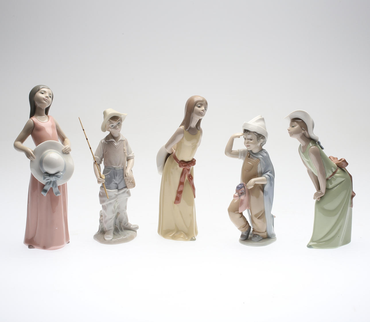 FIGURINER, 5 delar, porslin, Llardo, Spanien.