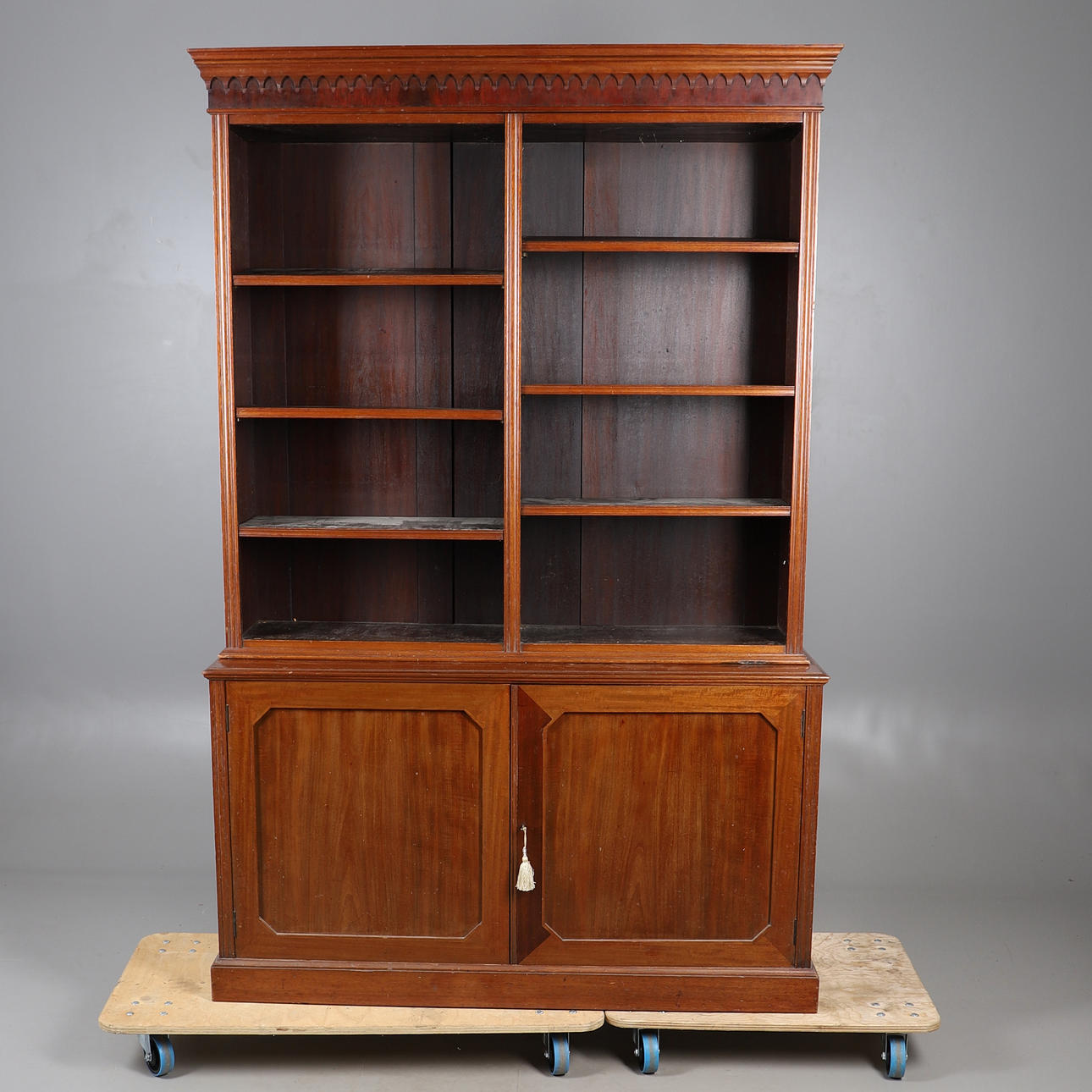 LARGE 19THC MAHOGANY BOOKCASE.
